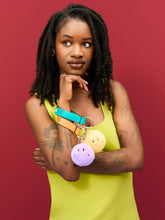 Laden Sie das Bild in den Galerie-Viewer, Smiley Eco Fuzzy Bag Charm Dark Purple