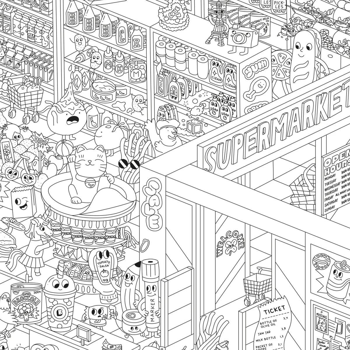 Großes Ausmalposter Supermarket