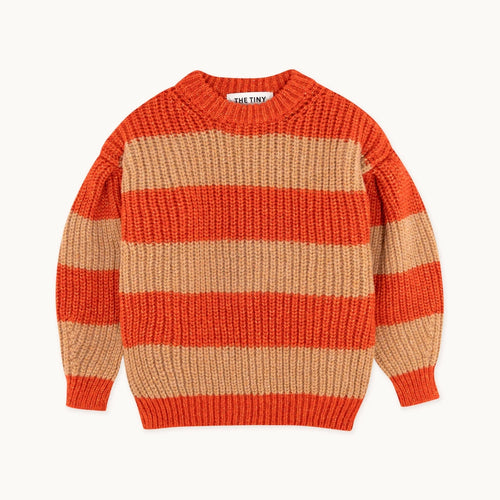 Alina Shiny Striped Sweatshirt Summer Red Taupe