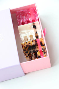 3er Set Haarklammer Klein Pink X Leo X Perlmutt