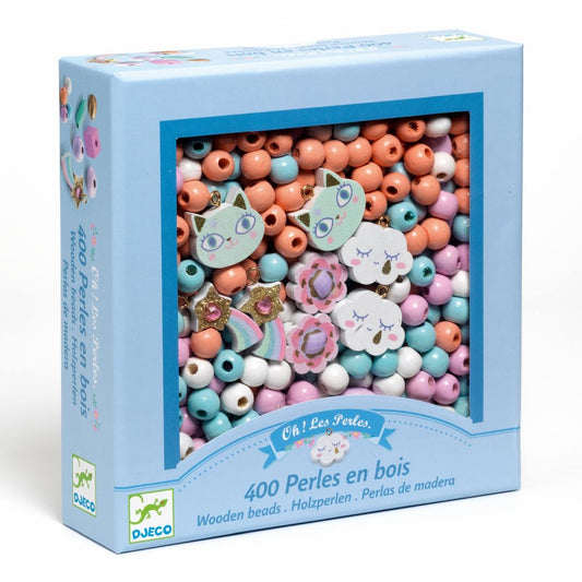 Schmuck basteln: Holzperlen Regenbogen