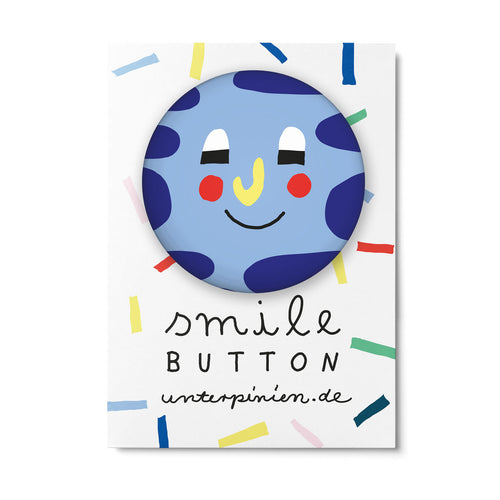 Button Smile blau
