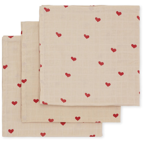 3er Set Musselin Tücher Amour Rouge